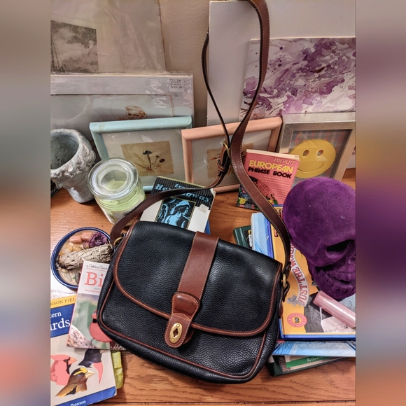 Authentic Large Vintage Leather Coach Bag - Black & Brown W/ SERIAL NUMBER - Picture 1 of 5